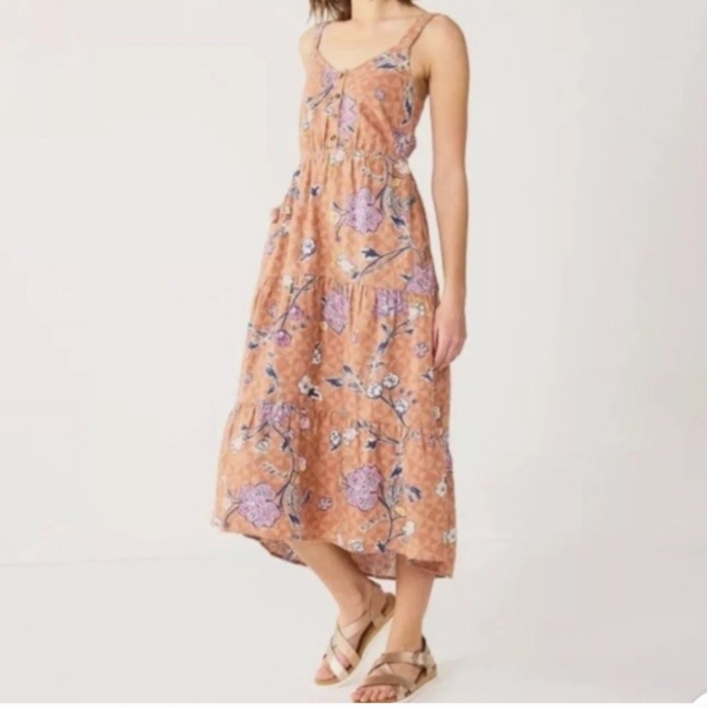 SONOMA Elegant Floral Linen Blend Midi Dress Size 2X